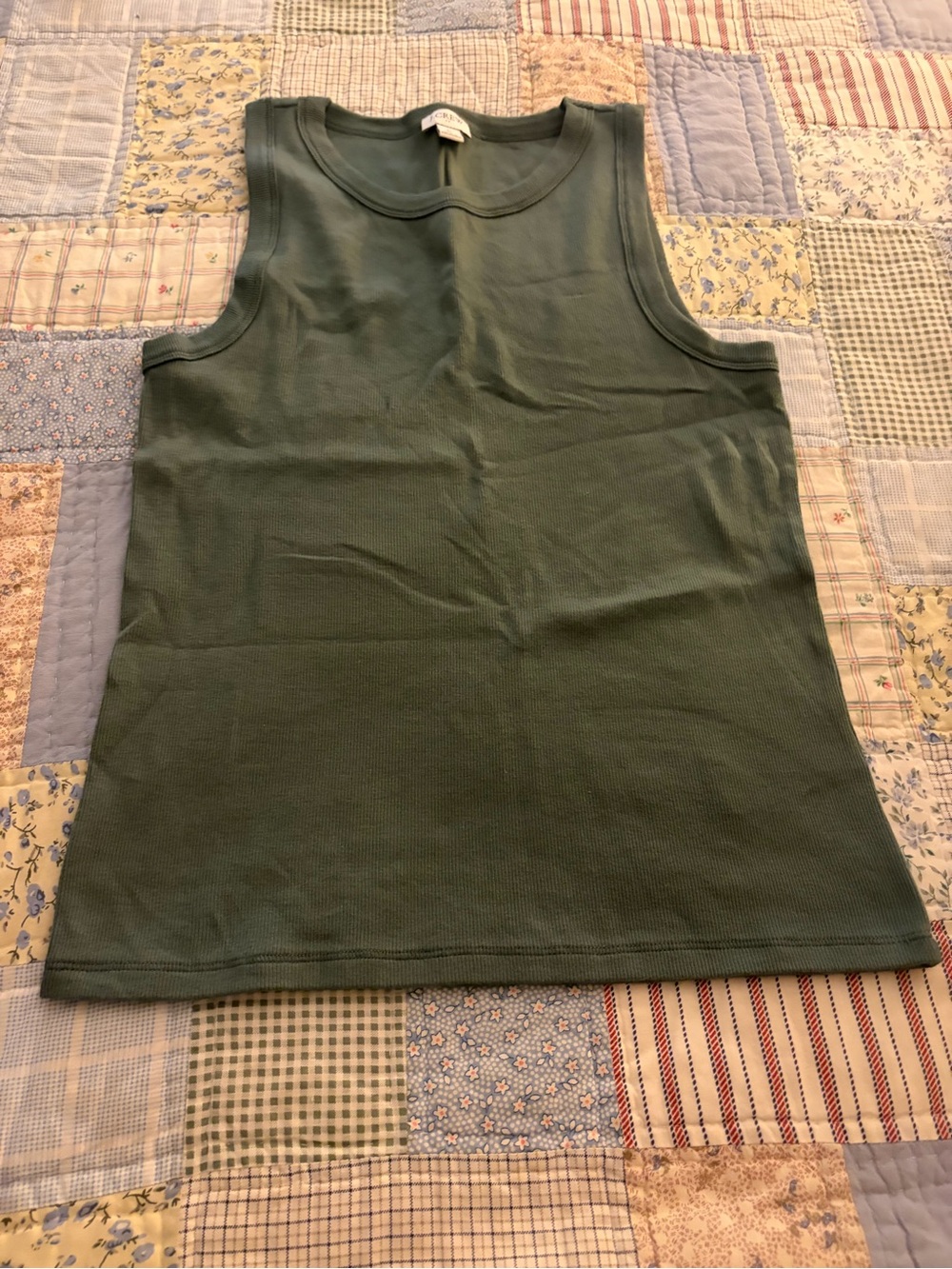 J Crew Factory Ribbed High-Neck Tank Top, Size Large